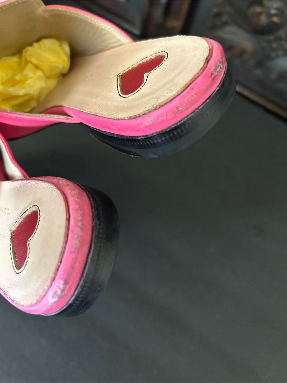 Pink Women's Slip-On Loafers with Gold Bit Hardware - Picture 11 of 17